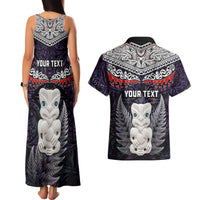New Zealand Hei Tiki Couples Matching Tank Maxi Dress and Hawaiian Shirt Maori Purple Papua Shell Pattern LT03 - Polynesian Pride