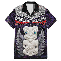 New Zealand Hei Tiki Family Matching Off Shoulder Long Sleeve Dress and Hawaiian Shirt Maori Purple Papua Shell Pattern LT03 Dad's Shirt - Short Sleeve Purple - Polynesian Pride