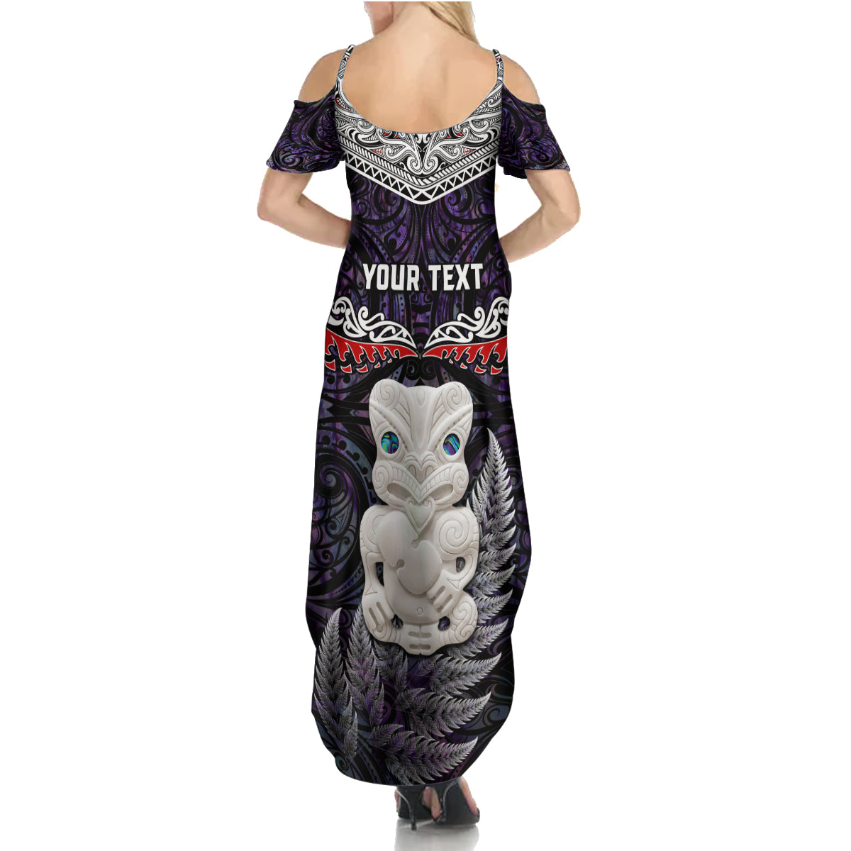 New Zealand Hei Tiki Family Matching Summer Maxi Dress and Hawaiian Shirt Maori Purple Papua Shell Pattern LT03 - Polynesian Pride