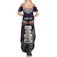 New Zealand Hei Tiki Family Matching Summer Maxi Dress and Hawaiian Shirt Maori Purple Papua Shell Pattern LT03 - Polynesian Pride