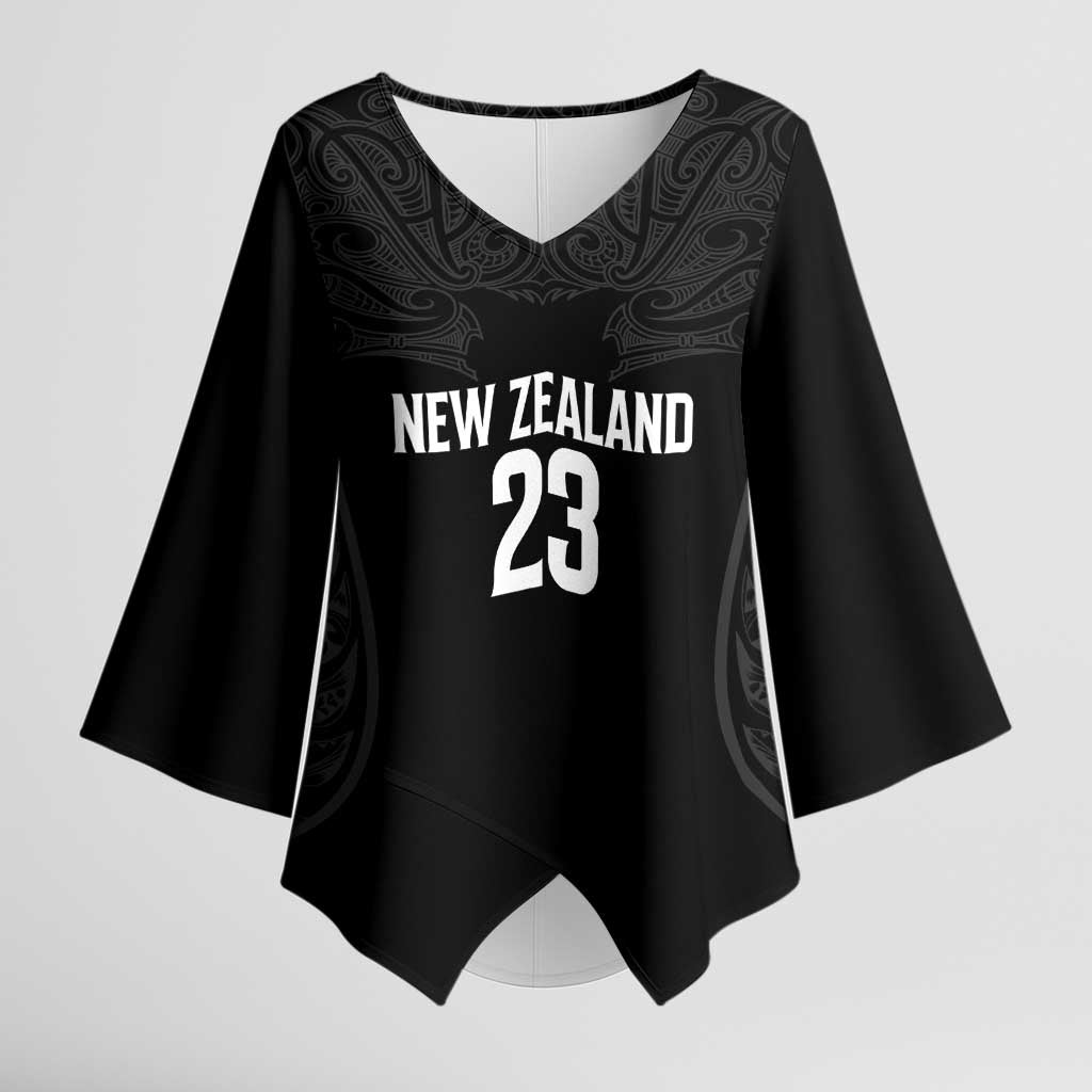 New Zealand Basketball Ta Moko Tribal Custom Kimono Sleeve Blouse
