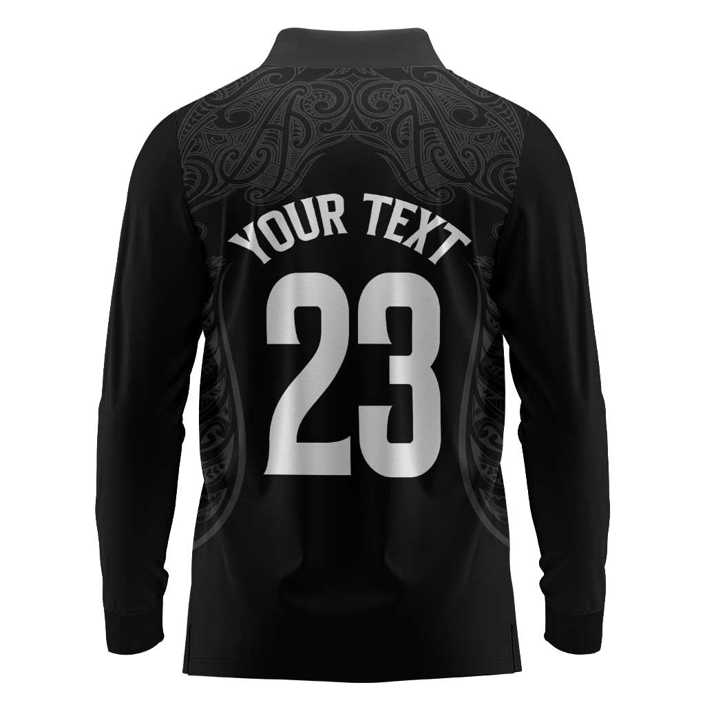 New Zealand Basketball Ta Moko Tribal Custom Long Sleeve Polo Shirt LT03 - Polynesian Pride