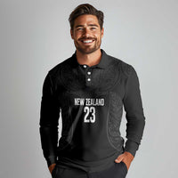 New Zealand Basketball Ta Moko Tribal Custom Long Sleeve Polo Shirt LT03 - Polynesian Pride