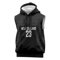 New Zealand Basketball Ta Moko Tribal Custom Sleeveless Hoodie LT03 Black - Polynesian Pride