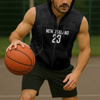New Zealand Basketball Ta Moko Tribal Custom Sleeveless Zip Hoodie LT03 - Polynesian Pride
