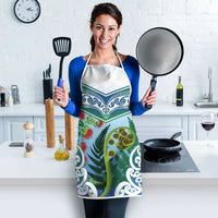 Aotearoa New Zealand Natural Plants Apron Pohutukawa with Silver Ferns Koru Frond Maori Tattoos LT03 - Polynesian Pride