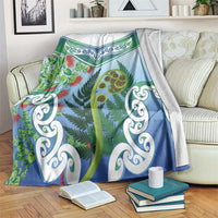 Aotearoa New Zealand Natural Plants Blanket Pohutukawa with Silver Ferns Koru Frond Maori Tattoos LT03 Multicolor - Polynesian Pride