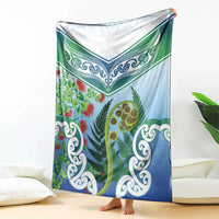 Aotearoa New Zealand Natural Plants Blanket Pohutukawa with Silver Ferns Koru Frond Maori Tattoos LT03 - Polynesian Pride