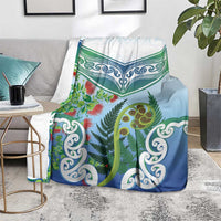 Aotearoa New Zealand Natural Plants Blanket Pohutukawa with Silver Ferns Koru Frond Maori Tattoos LT03 - Polynesian Pride