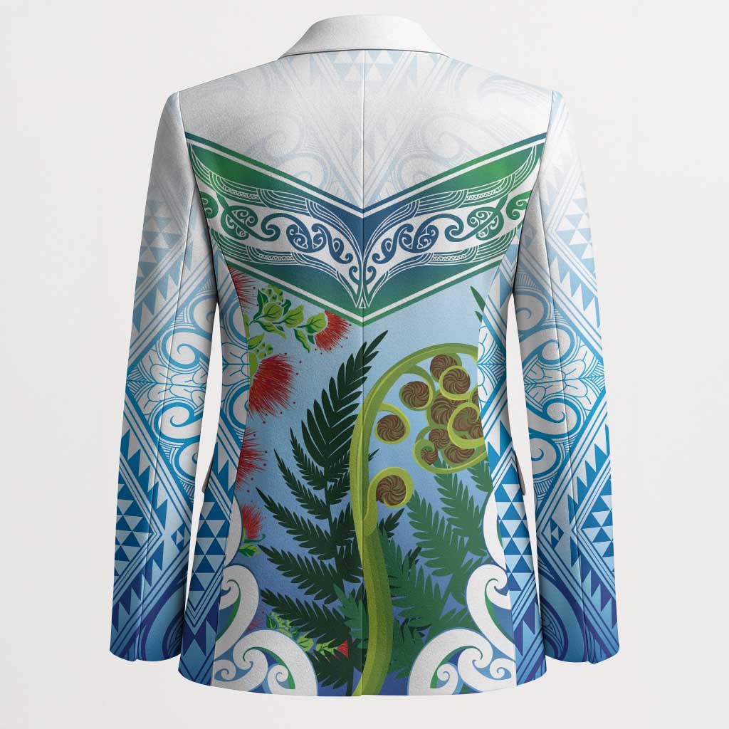 Aotearoa New Zealand Natural Plants Blazer Pohutukawa with Silver Ferns Koru Frond Maori Tattoos LT03 - Polynesian Pride