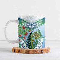 Aotearoa New Zealand Natural Plants Ceramic Mug Pohutukawa with Silver Ferns Koru Frond Maori Tattoos LT03 Multicolor - Polynesian Pride