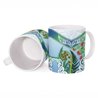 Aotearoa New Zealand Natural Plants Ceramic Mug Pohutukawa with Silver Ferns Koru Frond Maori Tattoos LT03 - Polynesian Pride