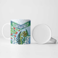 Aotearoa New Zealand Natural Plants Ceramic Mug Pohutukawa with Silver Ferns Koru Frond Maori Tattoos LT03 - Polynesian Pride