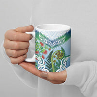 Aotearoa New Zealand Natural Plants Ceramic Mug Pohutukawa with Silver Ferns Koru Frond Maori Tattoos LT03 - Polynesian Pride