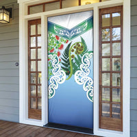 Aotearoa New Zealand Natural Plants Door Cover Pohutukawa with Silver Ferns Koru Frond Maori Tattoos LT03 - Polynesian Pride