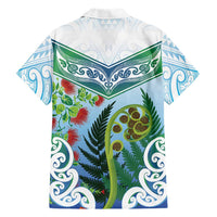Aotearoa New Zealand Natural Plants Family Matching Off Shoulder Maxi Dress and Hawaiian Shirt Pohutukawa with Silver Ferns Koru Frond Maori Tattoos LT03 - Polynesian Pride