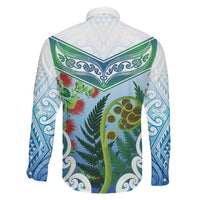 Aotearoa New Zealand Natural Plants Family Matching Tank Maxi Dress and Hawaiian Shirt Pohutukawa with Silver Ferns Koru Frond Maori Tattoos LT03 - Polynesian Pride