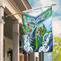 Aotearoa New Zealand Natural Plants Garden Flag Pohutukawa with Silver Ferns Koru Frond Maori Tattoos LT03 House Flag Multicolor - Polynesian Pride