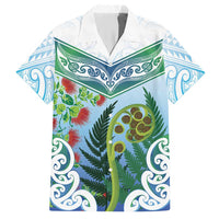 Aotearoa New Zealand Natural Plants Hawaiian Shirt Pohutukawa with Silver Ferns Koru Frond Maori Tattoos LT03 Multicolor - Polynesian Pride