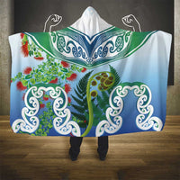 Aotearoa New Zealand Natural Plants Hooded Blanket Pohutukawa with Silver Ferns Koru Frond Maori Tattoos LT03 - Polynesian Pride