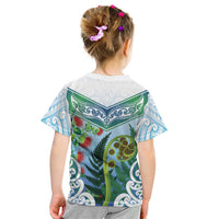Aotearoa New Zealand Natural Plants Kid T Shirt Pohutukawa with Silver Ferns Koru Frond Maori Tattoos LT03 - Polynesian Pride