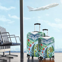 Aotearoa New Zealand Natural Plants Luggage Cover Pohutukawa with Silver Ferns Koru Frond Maori Tattoos LT03 - Polynesian Pride
