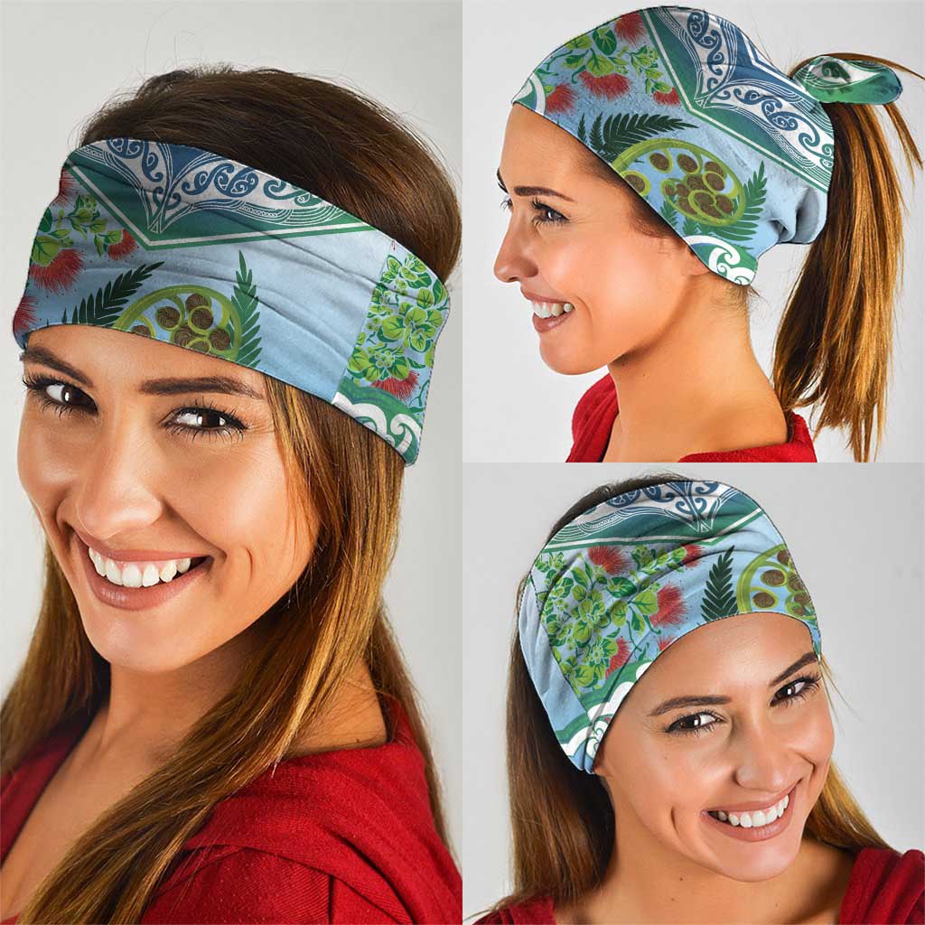 Aotearoa New Zealand Natural Plants Neck Gaiter Pohutukawa with Silver Ferns Koru Frond Maori Tattoos LT03 - Polynesian Pride