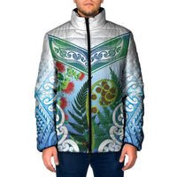 Aotearoa New Zealand Natural Plants Padded Jacket Pohutukawa with Silver Ferns Koru Frond Maori Tattoos LT03 Men Multicolor - Polynesian Pride
