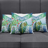 Aotearoa New Zealand Natural Plants Pillow Cover Pohutukawa with Silver Ferns Koru Frond Maori Tattoos LT03 - Polynesian Pride