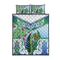 Aotearoa New Zealand Natural Plants Quilt Bed Set Pohutukawa with Silver Ferns Koru Frond Maori Tattoos LT03 - Polynesian Pride