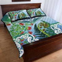 Aotearoa New Zealand Natural Plants Quilt Bed Set Pohutukawa with Silver Ferns Koru Frond Maori Tattoos LT03 - Polynesian Pride