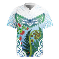 Aotearoa New Zealand Natural Plants Rugby Jersey Pohutukawa with Silver Ferns Koru Frond Maori Tattoos LT03 Multicolor - Polynesian Pride
