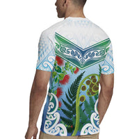 Aotearoa New Zealand Natural Plants Rugby Jersey Pohutukawa with Silver Ferns Koru Frond Maori Tattoos LT03 - Polynesian Pride