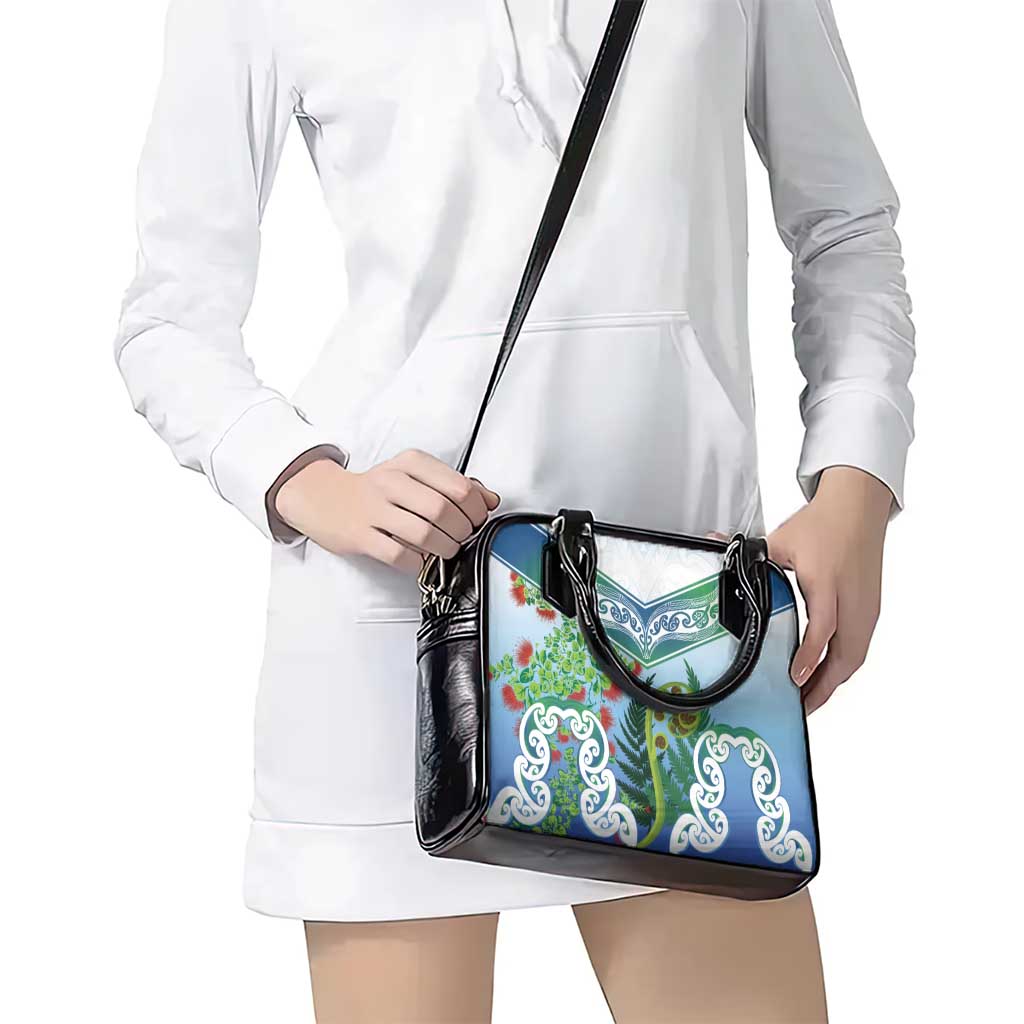 Aotearoa New Zealand Natural Plants Shoulder Handbag Pohutukawa with Silver Ferns Koru Frond Maori Tattoos LT03 - Polynesian Pride