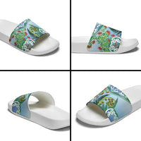 Aotearoa New Zealand Natural Plants Slide Sandals Pohutukawa with Silver Ferns Koru Frond Maori Tattoos LT03 - Polynesian Pride