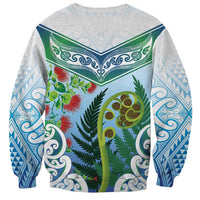 Aotearoa New Zealand Natural Plants Sweatshirt Pohutukawa with Silver Ferns Koru Frond Maori Tattoos LT03 - Polynesian Pride