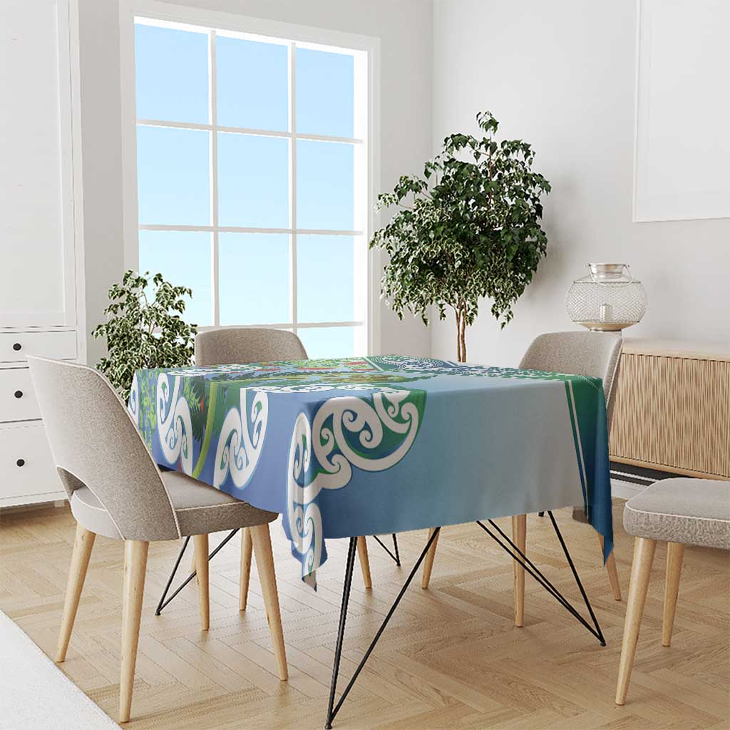 Aotearoa New Zealand Natural Plants Tablecloth Pohutukawa with Silver Ferns Koru Frond Maori Tattoos LT03 - Polynesian Pride
