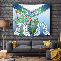 Aotearoa New Zealand Natural Plants Tapestry Pohutukawa with Silver Ferns Koru Frond Maori Tattoos LT03 Multicolor - Polynesian Pride