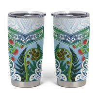 Aotearoa New Zealand Natural Plants Tumbler Cup Pohutukawa with Silver Ferns Koru Frond Maori Tattoos LT03 Multicolor - Polynesian Pride