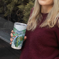 Aotearoa New Zealand Natural Plants Tumbler Cup Pohutukawa with Silver Ferns Koru Frond Maori Tattoos LT03 - Polynesian Pride