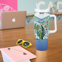 Aotearoa New Zealand Natural Plants Tumbler With Handle Pohutukawa with Silver Ferns Koru Frond Maori Tattoos LT03 - Polynesian Pride