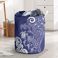 New Zealand Sea Animals with Maori Tribal Tattoo Laundry Basket Blue Color LT03 Blue - Polynesian Pride