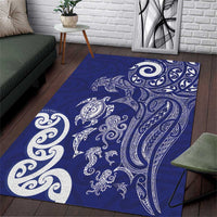 New Zealand Sea Animals with Maori Tribal Tattoo Area Rug Blue Color LT03 Blue - Polynesian Pride