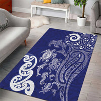 New Zealand Sea Animals with Maori Tribal Tattoo Area Rug Blue Color LT03 - Polynesian Pride