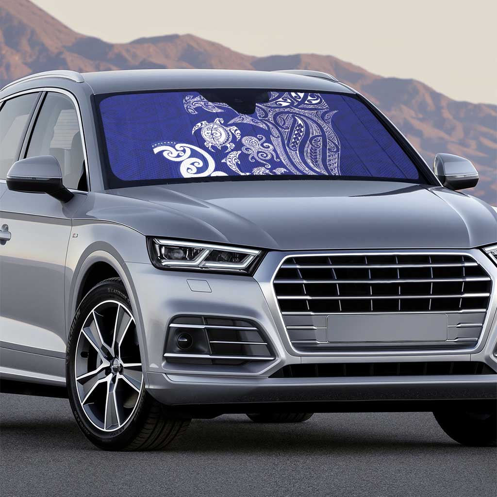 New Zealand Sea Animals with Maori Tribal Tattoo Auto Sun Shade Blue Color LT03 - Polynesian Pride