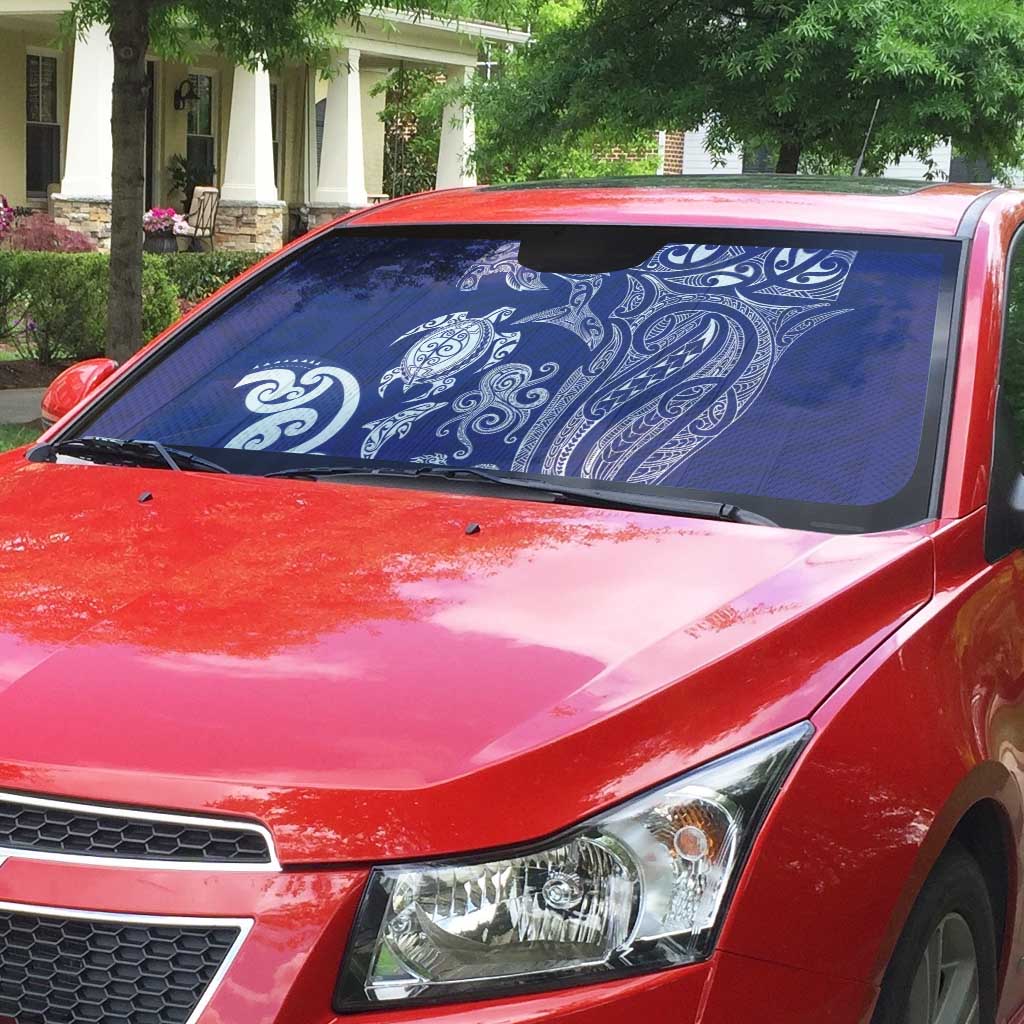New Zealand Sea Animals with Maori Tribal Tattoo Auto Sun Shade Blue Color LT03 - Polynesian Pride