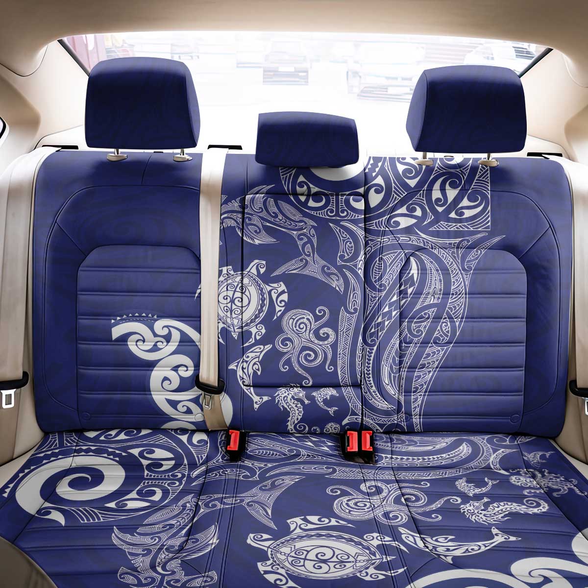 New Zealand Sea Animals with Maori Tribal Tattoo Back Car Seat Cover Blue Color LT03 - Polynesian Pride