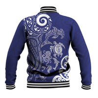 New Zealand Sea Animals with Maori Tribal Tattoo Baseball Jacket Blue Color LT03 - Polynesian Pride