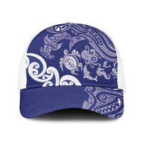 New Zealand Sea Animals with Maori Tribal Tattoo Baseball Net Cap Blue Color LT03 One Size White Blue - Polynesian Pride