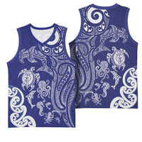 New Zealand Sea Animals with Maori Tribal Tattoo Basketball Jersey Blue Color LT03 - Polynesian Pride